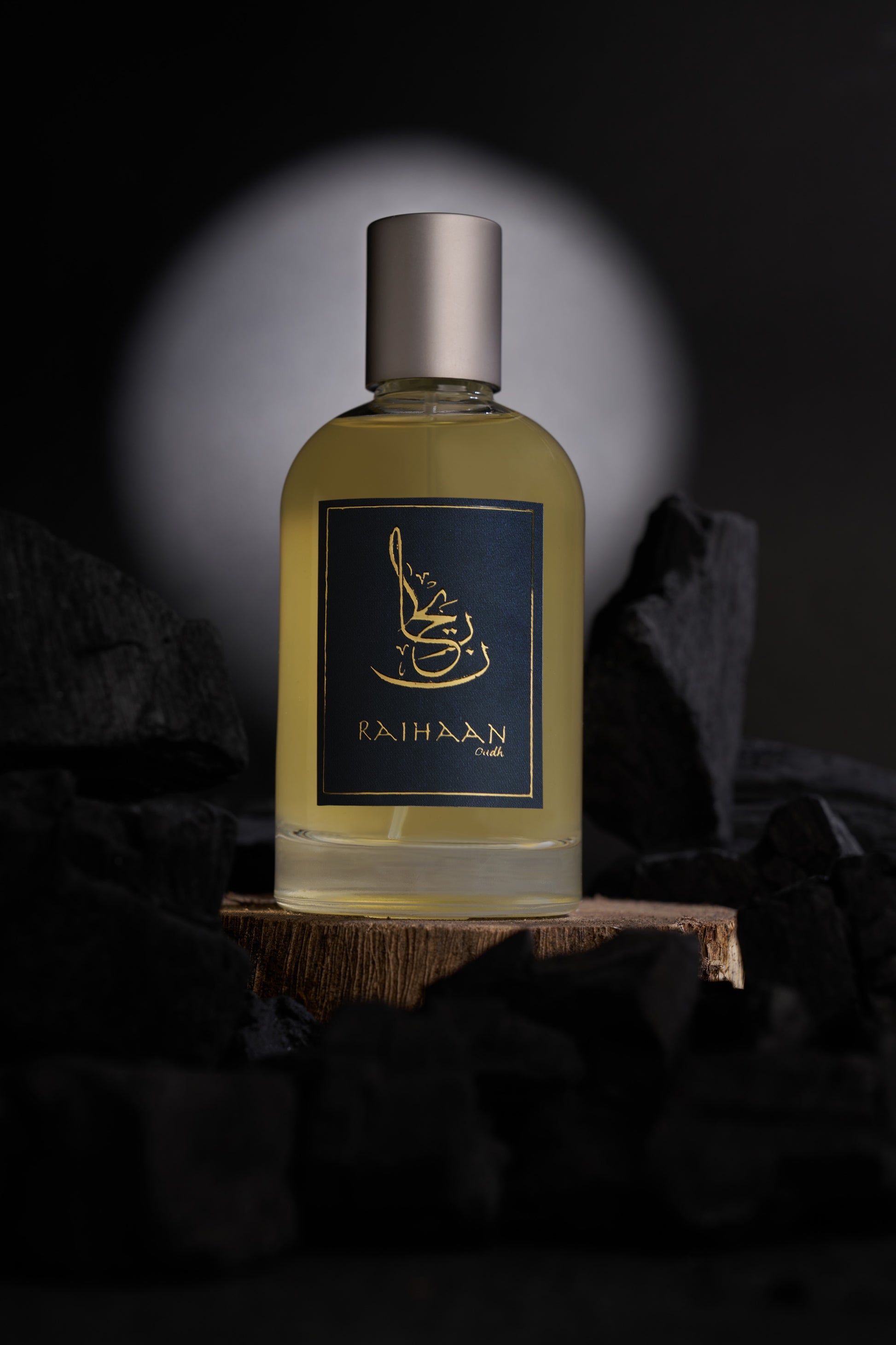 A bottle of 'Noir Hide' water-base perfume by RaihaanOudh